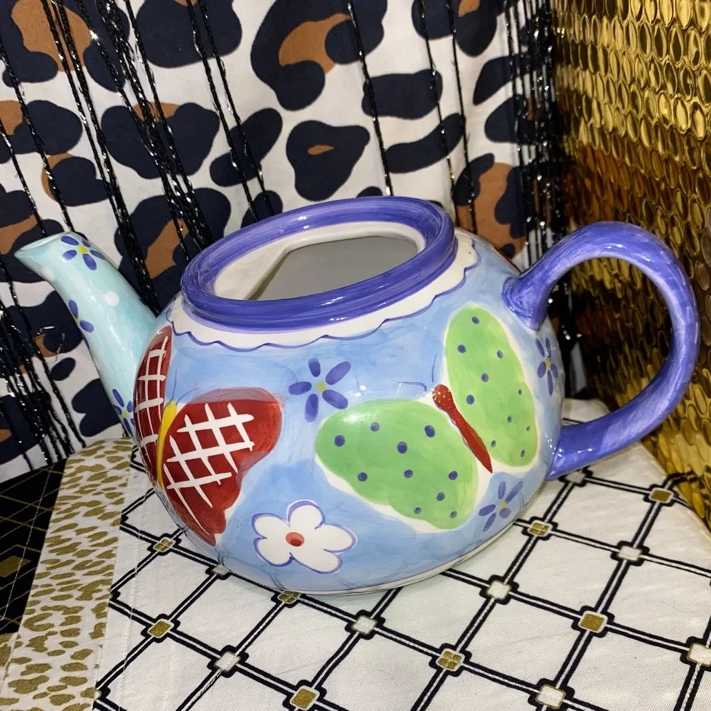 MILSON & LOUIS HAND PAINTED BUTTERFLY TEAPOT